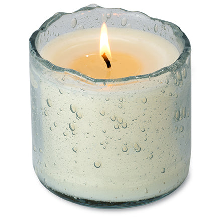 Clear Artisan Blown Glass Candle in Evergreen
