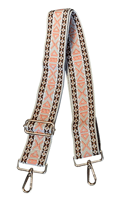 Mix & Match Bag Strap in Cream/Blush Triangle Embroidered