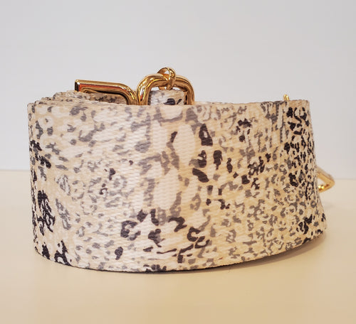 Mix & Match Bag Strap in Cream/Grey Cheetah (Gold Hardware)