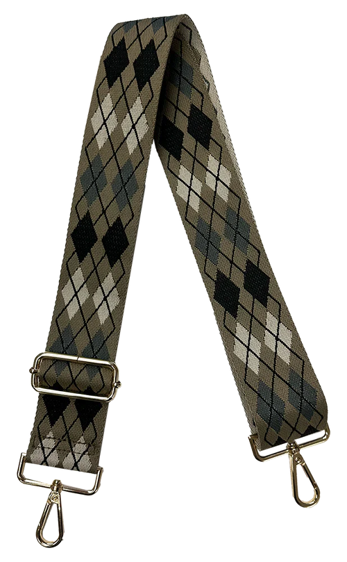 Mix & Match Bag Strap in Cream/Grey Argyle