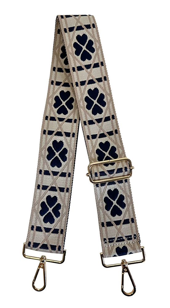 Mix & Match Bag Strap in Cream/Navy Clover