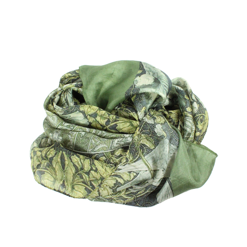 green silk bird scarf