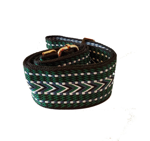 Mix & Match Bag Strap in Black/Green/White Woven