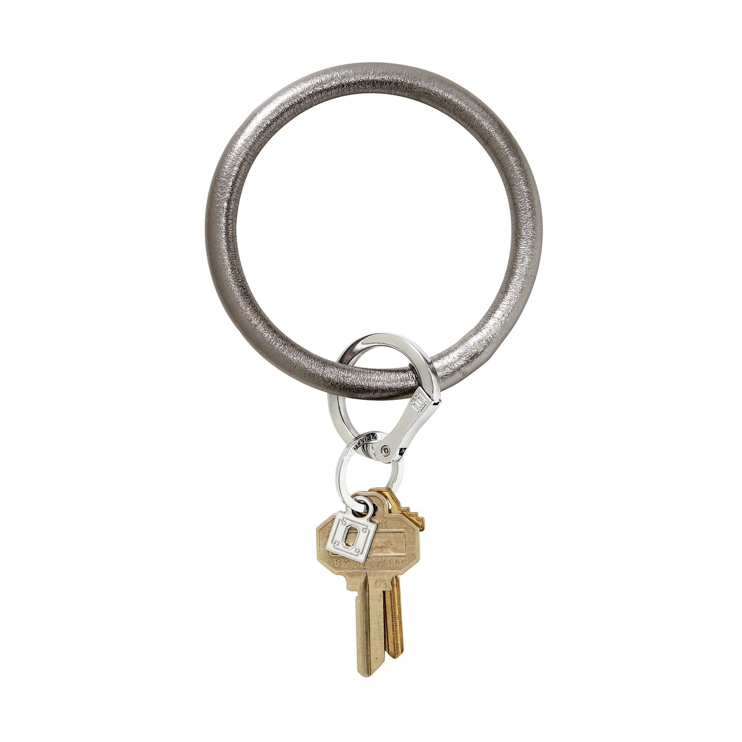Big O Leather Key Ring in Gunmetal