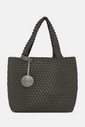 Woven Tote in Army/Gunmetal