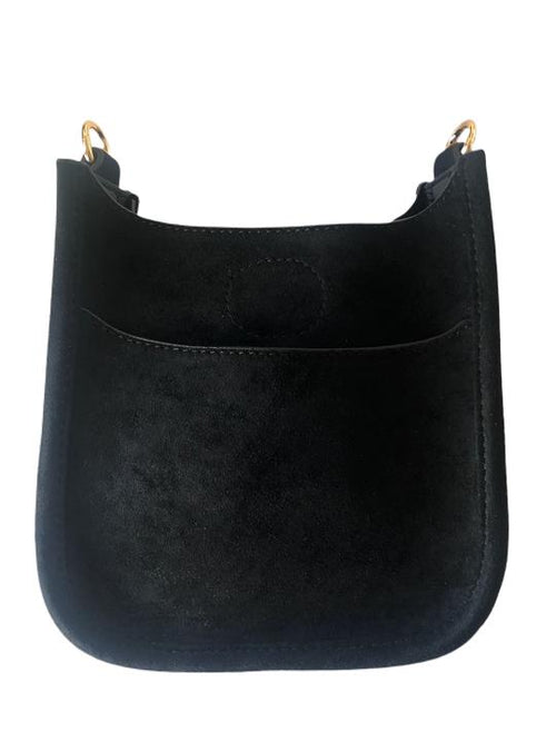 Mix & Match Faux Suede Mini Messenger Bag in Black