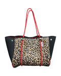 Neoprene Tote in Leopard/Red