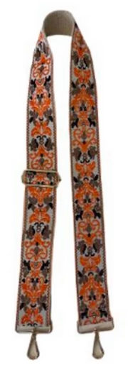 Mix & Match Bag Strap in Orange/Camel Floral Embroidered