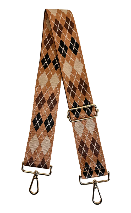 Mix & Match Bag Strap in Peach/Cream Argyle