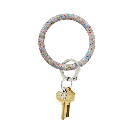 Big O Silicone Key Ring in Rainbow Confetti
