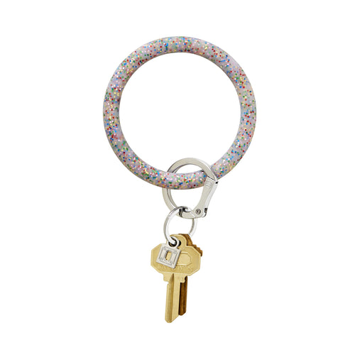 Big O Silicone Key Ring in Rainbow Confetti