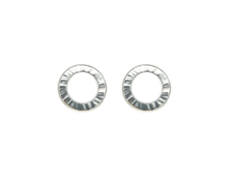 Textured Circle Studs in Silver