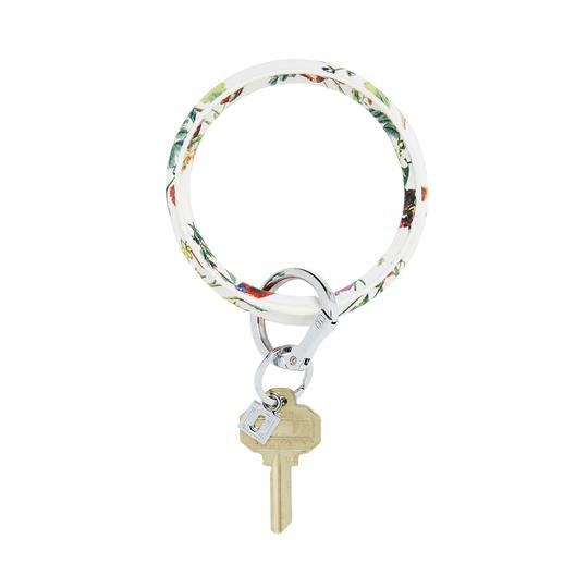 Big O Leather Key Ring in White Floral