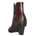 womens brown leather booties zipper studs